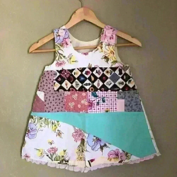 Patchwork pinafore a-line girl dress 3-4 - Picture 2 of 7